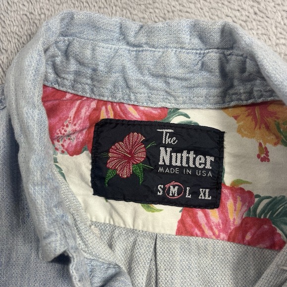 Chubbies Nutter Popover Shirt Mens M Tight Stretch Linen Blend Chambray Resort - Picture 2 of 8